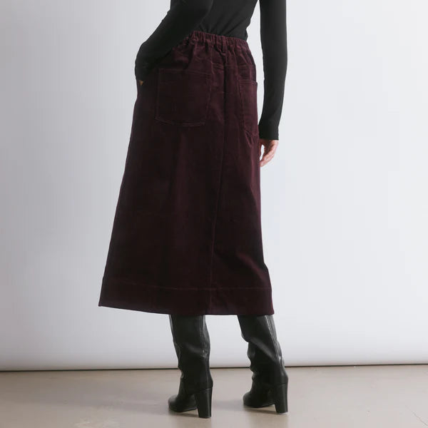 Burgundy Cord A Line Skirt