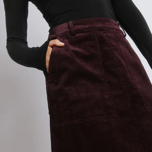 Burgundy Cord A Line Skirt