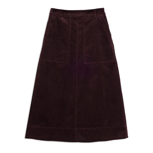 Burgundy Cord A Line Skirt