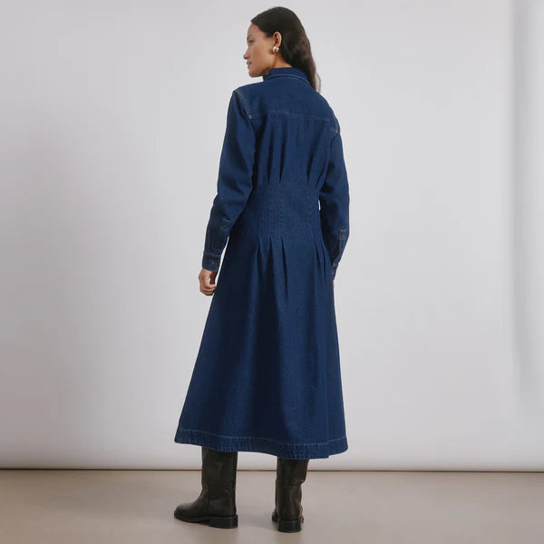 Denim Fitted Midi Dress