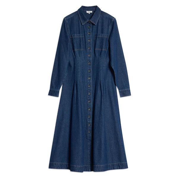 Denim Fitted Midi Dress