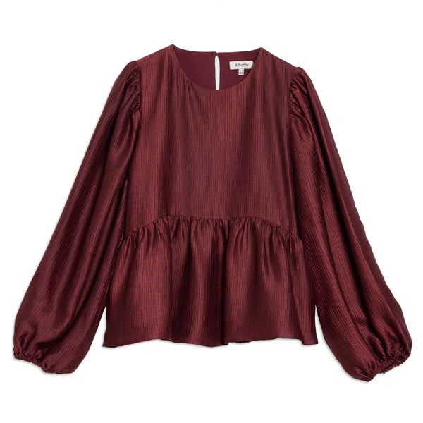Burgundy Crinkle Satin Top
