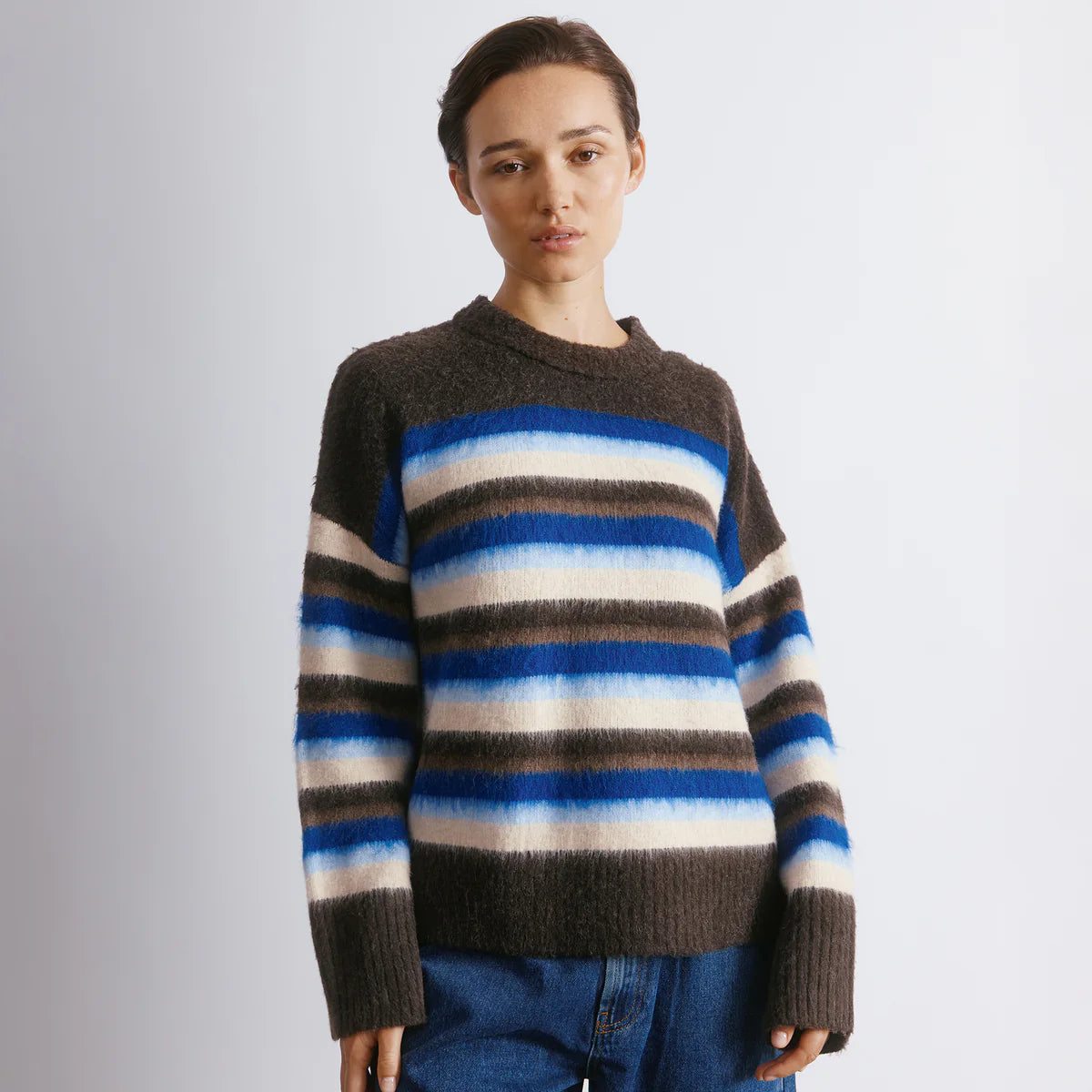 Chocolate & Blue Stripe Jumper