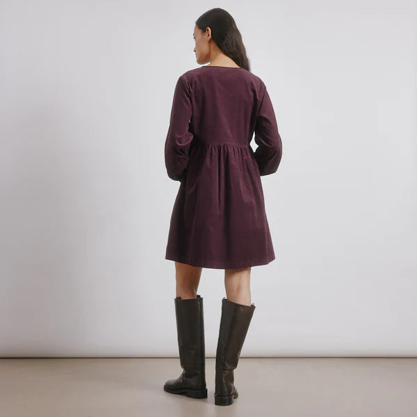 Burgundy Short Cord Pocket Dress