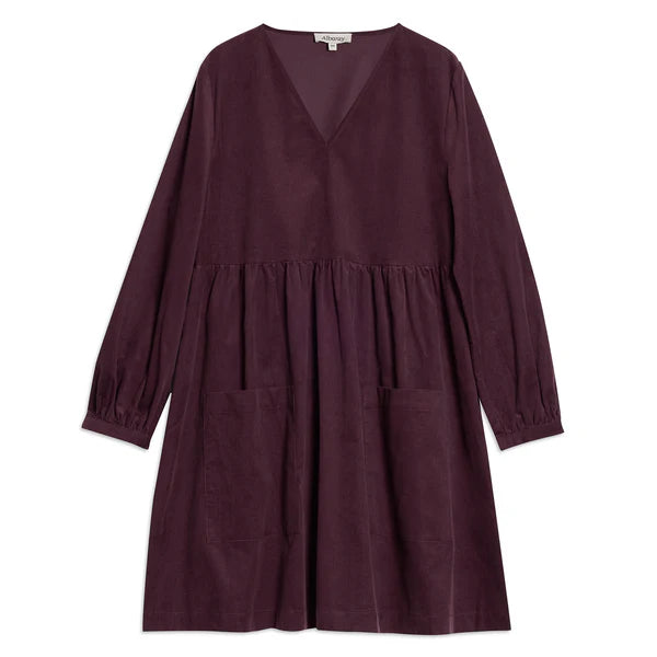 Burgundy Short Cord Pocket Dress
