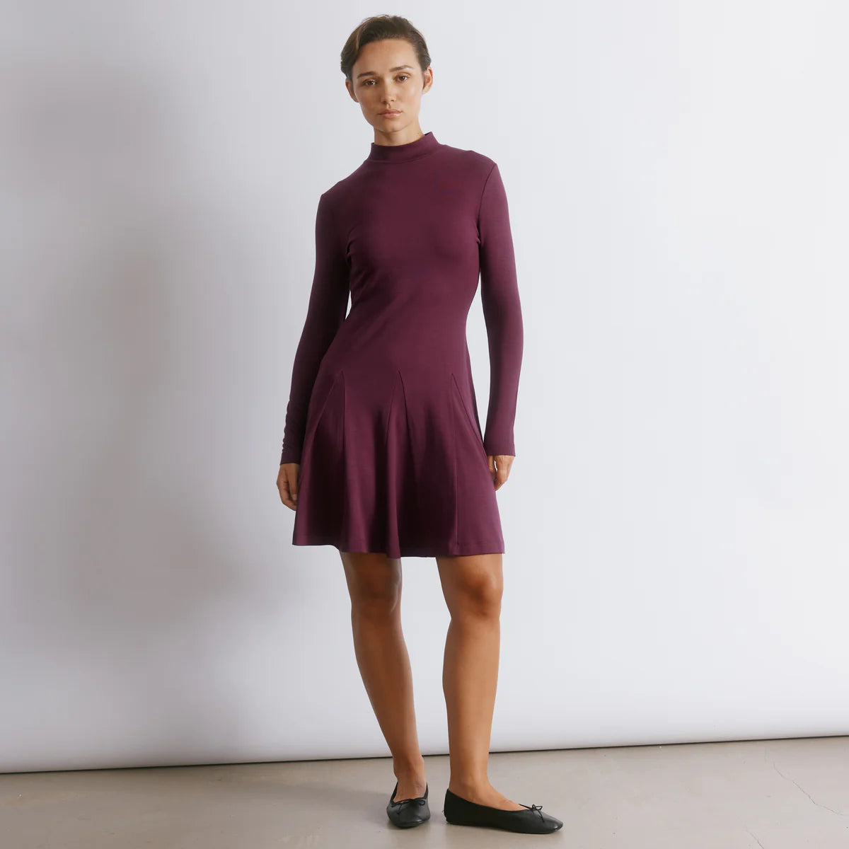 Burgundy Short Godet Dress