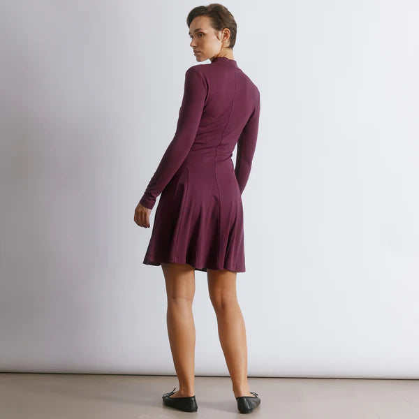 Burgundy Short Godet Dress