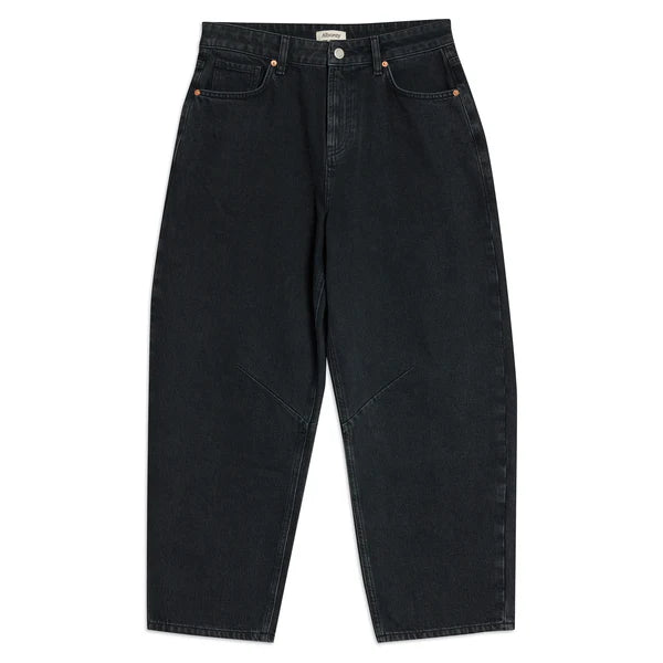 Black Mid-Rise Barrel Jean